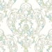 Seabrook Designs Roxen Damask Off-White & Turquoise Wallpaper