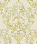 Seabrook Designs Roxen Damask Off-White & Gold Wallpaper