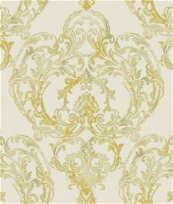 Seabrook Designs Roxen Damask Off-White & Gold Wallpaper
