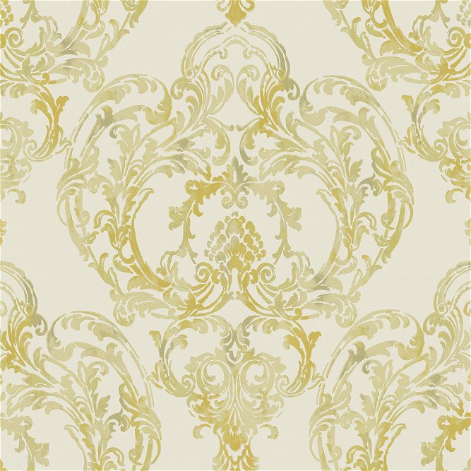 Seabrook Designs Roxen Damask Off-White &amp; Gold Wallpaper