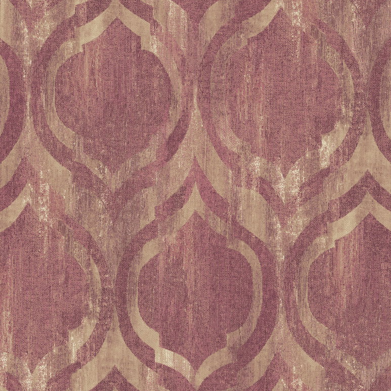 Seabrook Designs Old Danube Ogee Wine &amp; Gold Wallpaper