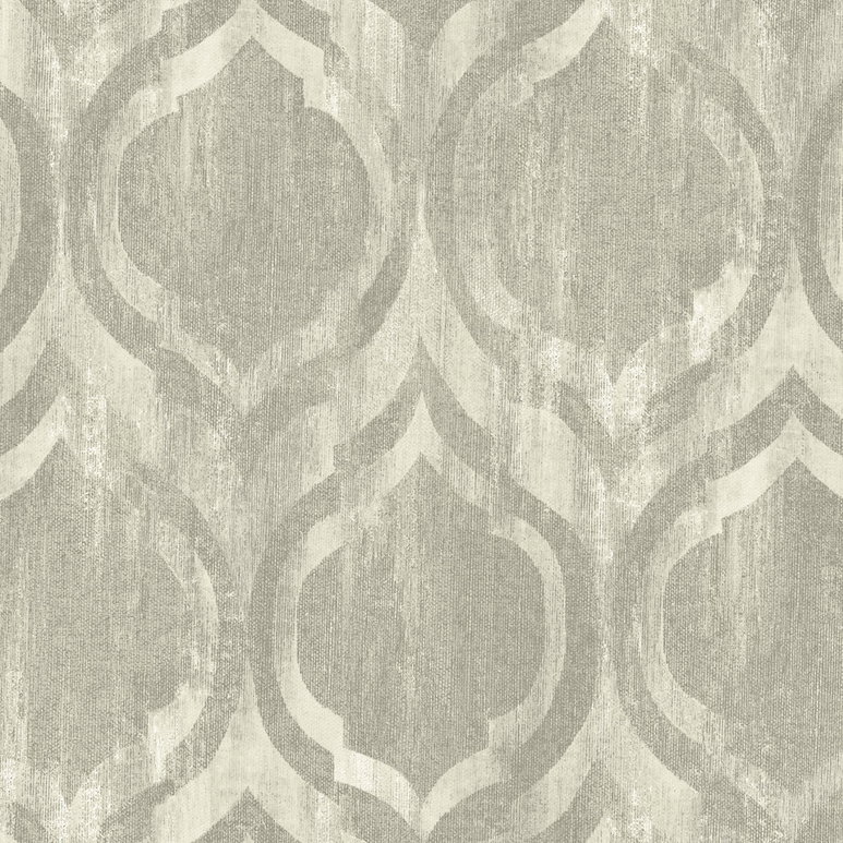 Seabrook Designs Old Danube Ogee Gray &amp; Off-White Wallpaper