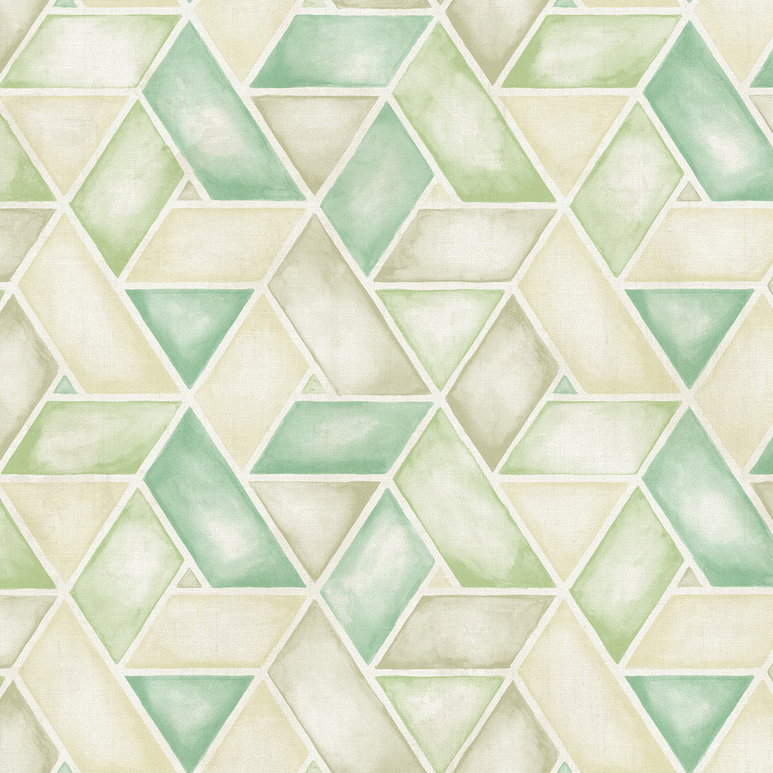 Seabrook Designs Kentmere Geo Mint &amp; Off-White Wallpaper