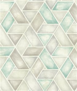 Seabrook Designs Kentmere Geo Teal & Gray Wallpaper