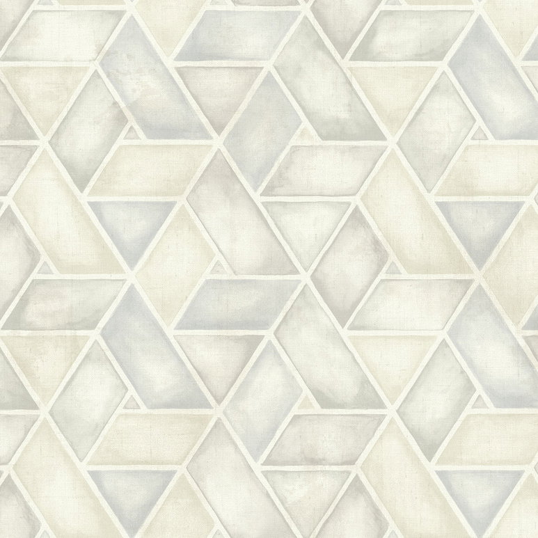 Seabrook Designs Kentmere Geo Gray &amp; White Wallpaper