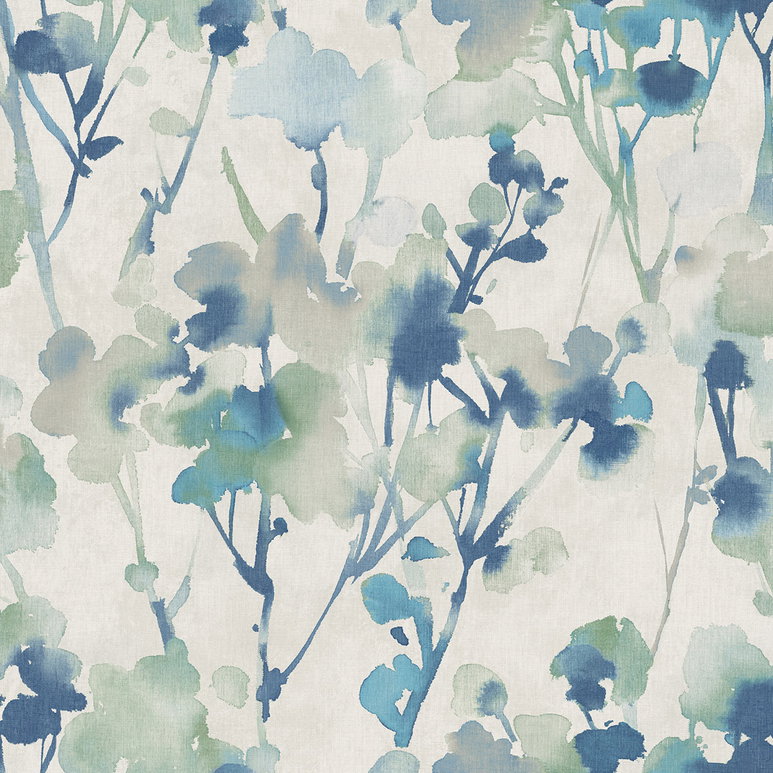 Seabrook Designs Faravel Prussian Blue &amp; Greige Wallpaper