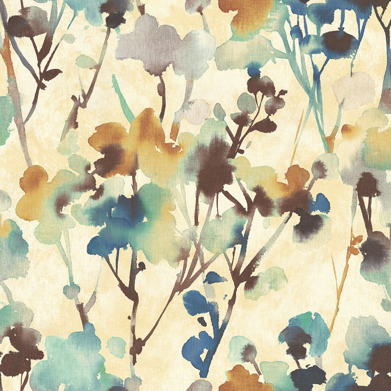 Seabrook Designs Faravel Cerulean &amp; Brass Wallpaper