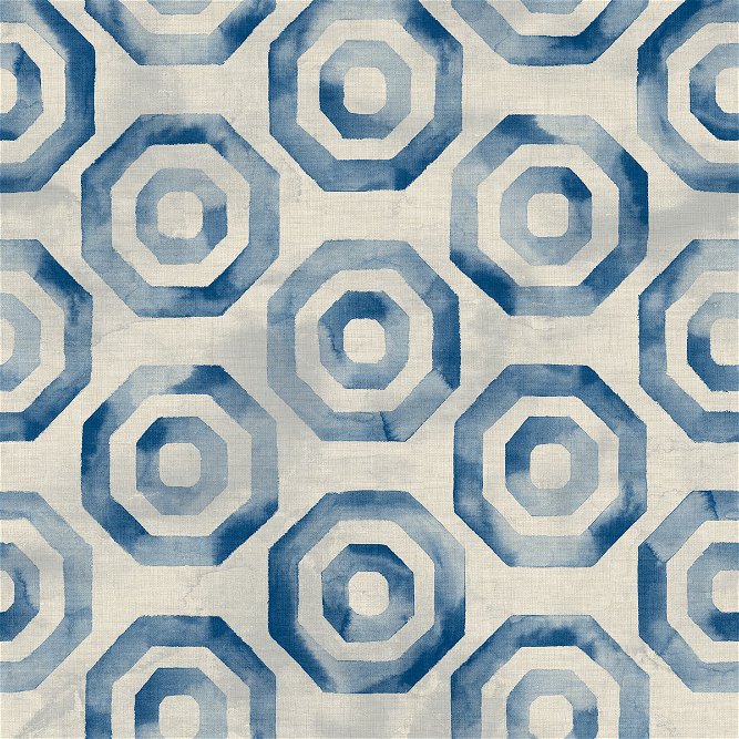 Seabrook Designs Faravel Geo Prussian Blue &amp; Off-White Wallpaper