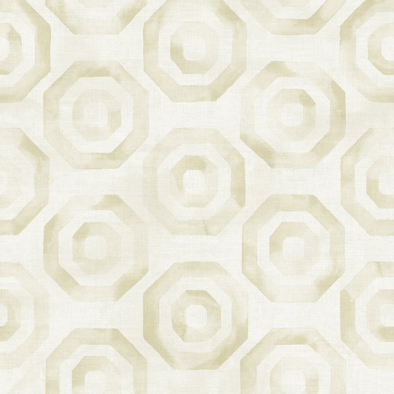 Seabrook Designs Faravel Geo Gold &amp; Off-White Wallpaper