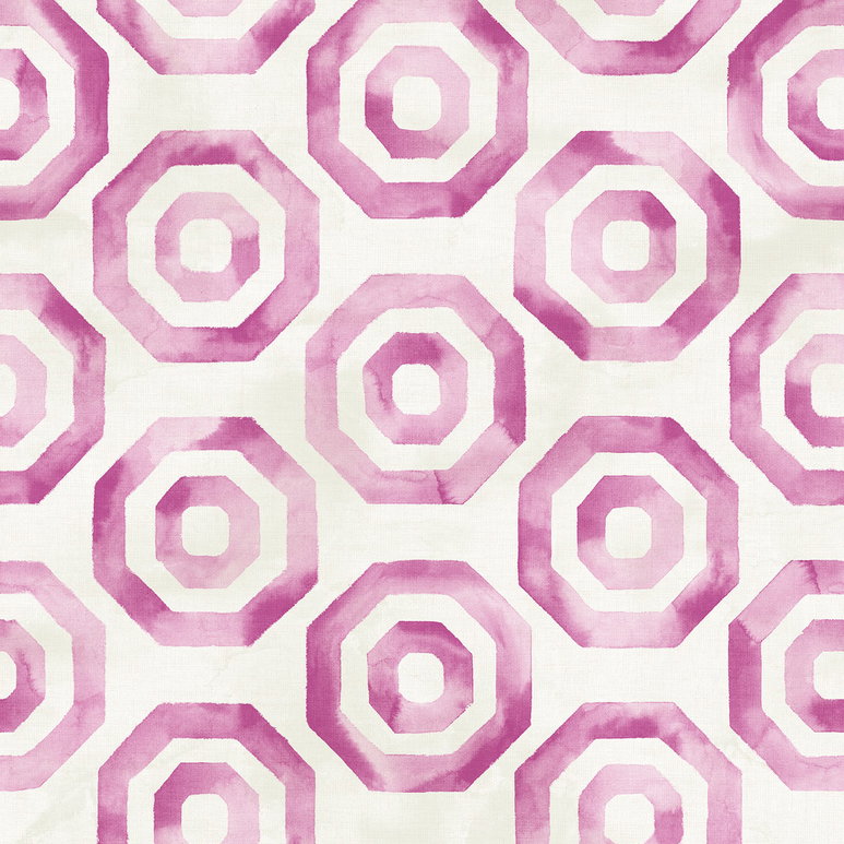 Seabrook Designs Faravel Geo Magenta &amp; Off-White Wallpaper
