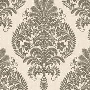 Lillian August Antigua Damask Charcoal & Ivory Wallpaper
