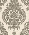 Lillian August Antigua Damask Charcoal & Ivory Wallpaper