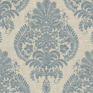 Lillian August Antigua Damask Air Force Blue & Alabaster Wallpaper