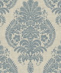 Lillian August Antigua Damask Air Force Blue & Alabaster Wallpaper