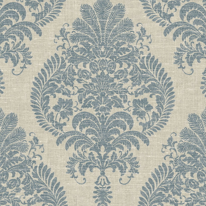 Lillian August Antigua Damask Air Force Blue &amp; Alabaster Wallpaper image 1 of 2
