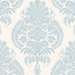 Lillian August Antigua Damask Blue Frost & Bone White Wallpaper