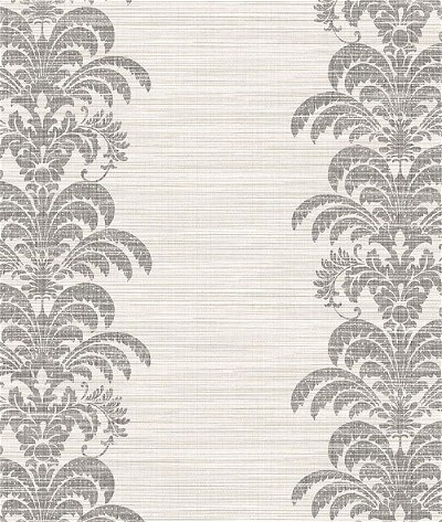Lillian August Palm Frond Stripe Stringcloth Charcoal & Ivory Wallpaper