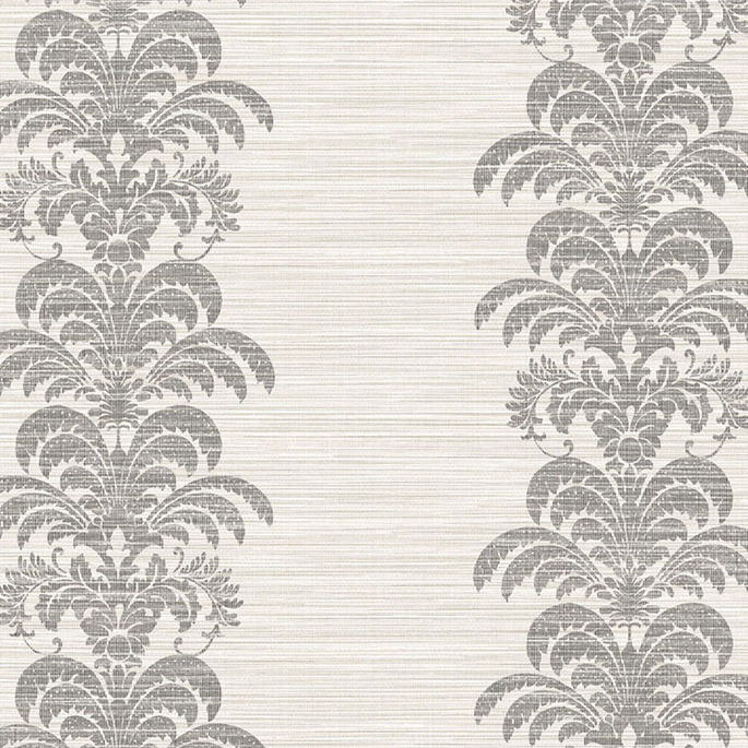 Lillian August Palm Frond Stripe Stringcloth Charcoal &amp; Ivory Wallpaper image 1 of 2