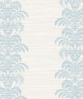 Lillian August Palm Frond Stripe Stringcloth Blue Frost & Bone White Wallpaper