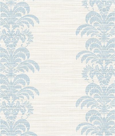 Lillian August Palm Frond Stripe Stringcloth Blue Frost & Bone White Wallpaper