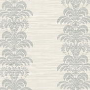 Lillian August Palm Frond Stripe Stringcloth Cove Gray & Alabaster Wallpaper