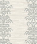 Lillian August Palm Frond Stripe Stringcloth Cove Gray & Alabaster Wallpaper