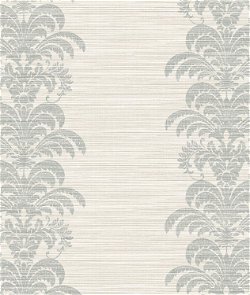 Lillian August Palm Frond Stripe Stringcloth Cove Gray & Alabaster Wallpaper