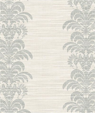 Lillian August Palm Frond Stripe Stringcloth Cove Gray & Alabaster Wallpaper