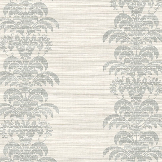 Lillian August Palm Frond Stripe Stringcloth Cove Gray &amp; Alabaster Wallpaper image 1 of 2