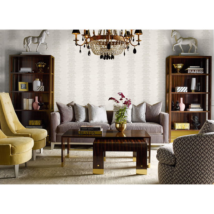 Lillian August Palm Frond Stripe Stringcloth Cove Gray &amp; Alabaster Wallpaper image 2 of 2