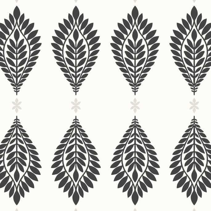 Lillian August Mirasol Palm Frond Ebony &amp; Eggshell Wallpaper image 1 of 2