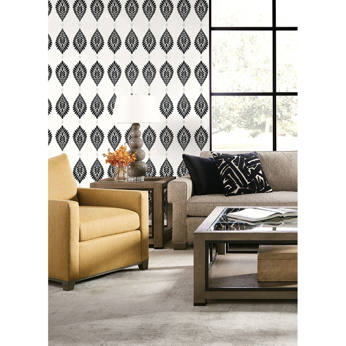 Lillian August Mirasol Palm Frond Ebony &amp; Eggshell Wallpaper image 2 of 2
