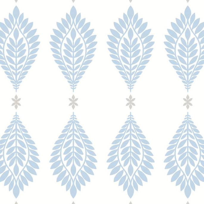 Lillian August Mirasol Palm Frond Carolina Blue &amp; Eggshell Wallpaper image 1 of 2