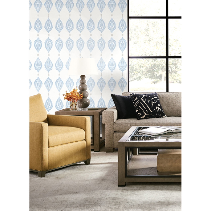 Lillian August Mirasol Palm Frond Carolina Blue &amp; Eggshell Wallpaper image 2 of 2