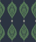 Lillian August Mirasol Palm Frond Midnight Blue & Spearmint Wallpaper