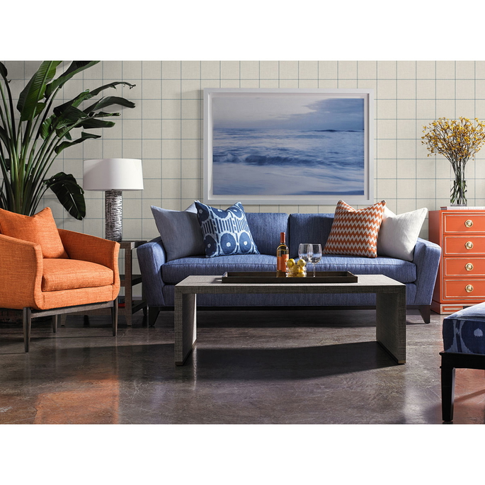 Lillian August Linen Check Alabaster &amp; Air Force Blue Wallpaper image 2 of 2