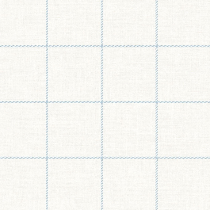 Lillian August Linen Check Blue Frost &amp; Bone White Wallpaper image 1 of 2