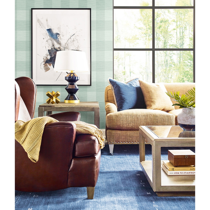 Lillian August Rugby Gingham Sea Glass Wallpaper image 2 of 2