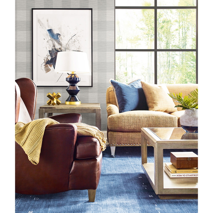 Lillian August Rugby Gingham Cove Gray Wallpaper image 2 of 2