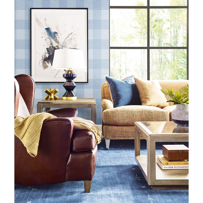 Lillian August Rugby Gingham Carolina Blue Wallpaper image 2 of 2