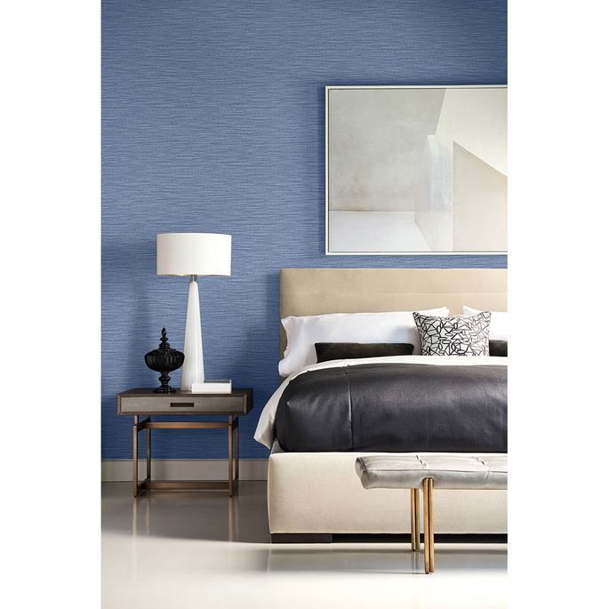 Lillian August Faux Linen Weave Coastal Blue Wallpaper image 2 of 2