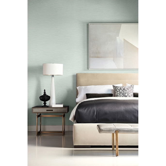Lillian August Faux Linen Weave Sea Glass Wallpaper image 2 of 2