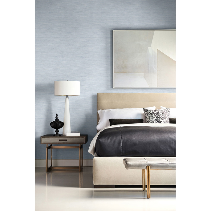 Lillian August Faux Linen Weave Blue Frost Wallpaper image 2 of 2
