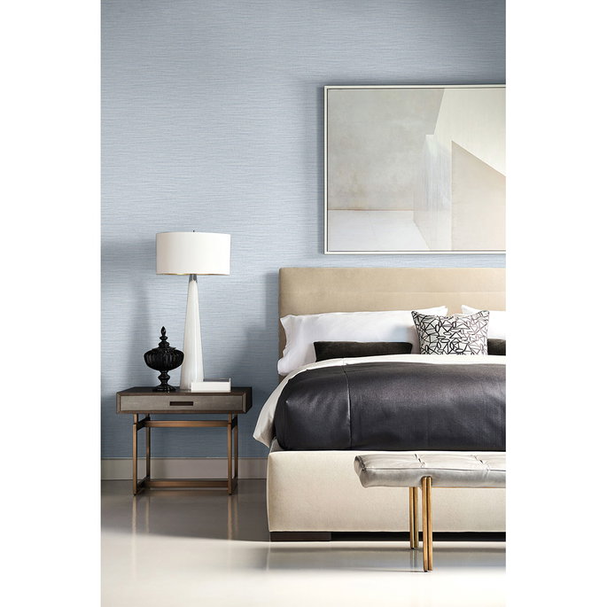 Lillian August Faux Linen Weave Blue Frost Wallpaper image 2 of 2