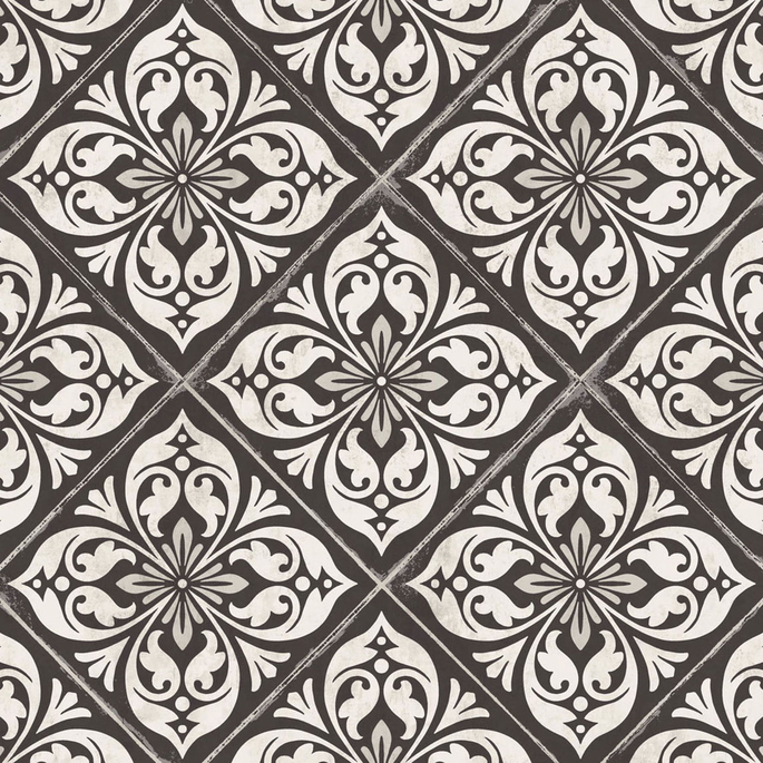 Lillian August Plumosa Tile Ebony &amp; Silver Wallpaper image 1 of 2