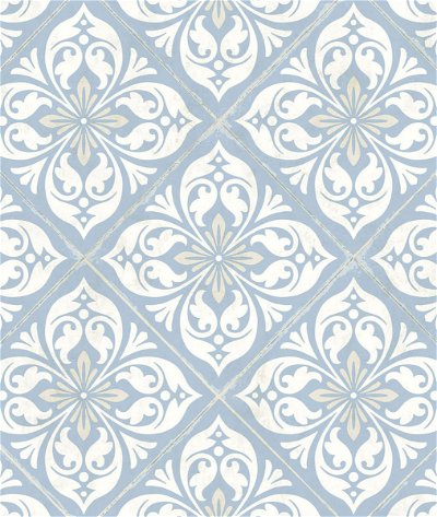 Lillian August Plumosa Tile Carolina Blue & Arrowroot Wallpaper