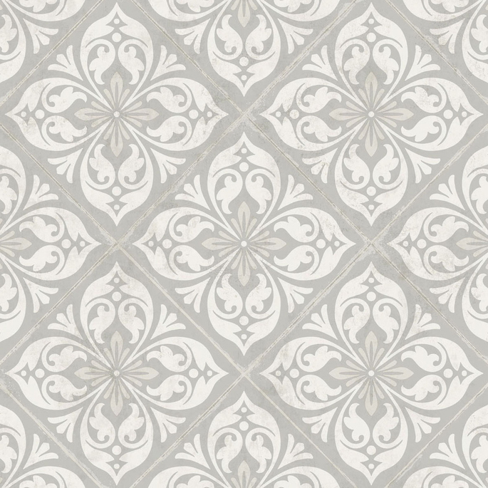 Lillian August Plumosa Tile Cove Gray &amp; Silver Wallpaper image 1 of 2