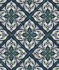 Lillian August Plumosa Tile Midnight Blue & Spearmint Wallpaper