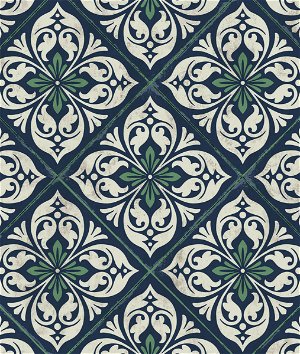 Lillian August Plumosa Tile Midnight Blue & Spearmint Wallpaper