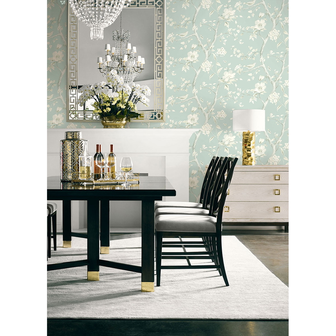 Lillian August Southport Floral Trail Sea Glass &amp; Ivory Wallpaper image 2 of 3